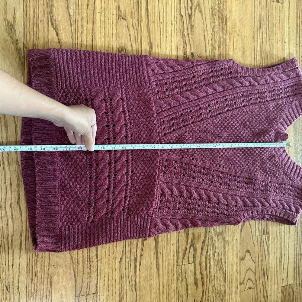 Free People Knit Mini Sweater Dress — Size Small • Cable Knit • Berry Wine - Picture 8 of 9